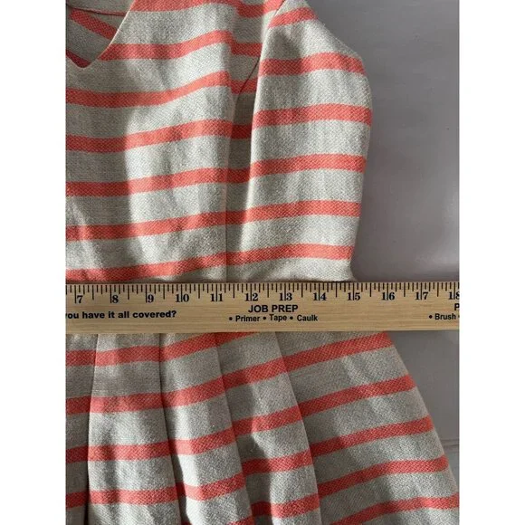 Banana Republic Dress 10 Coral Striped Linen Blend A-Line Halter Sleeveless - Picture 8 of 13